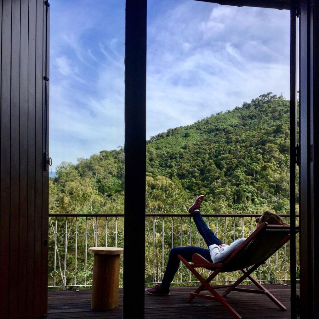person sitting on deck