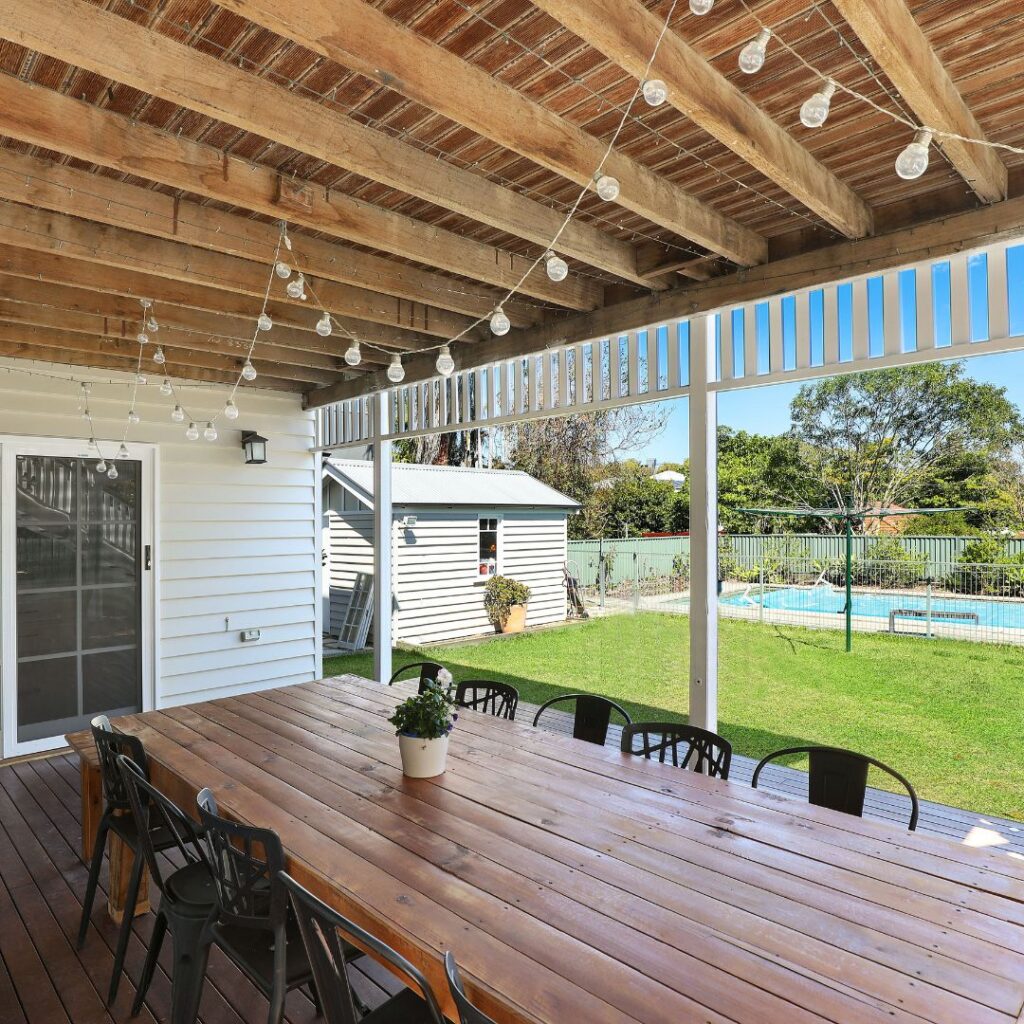 deck in backyard
